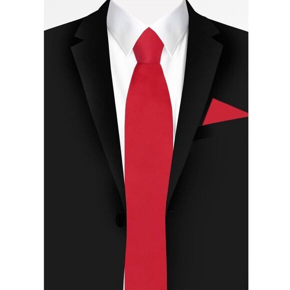 Jacob Anderson Solid Tie - Red Size One Size - Picture 1 of 7